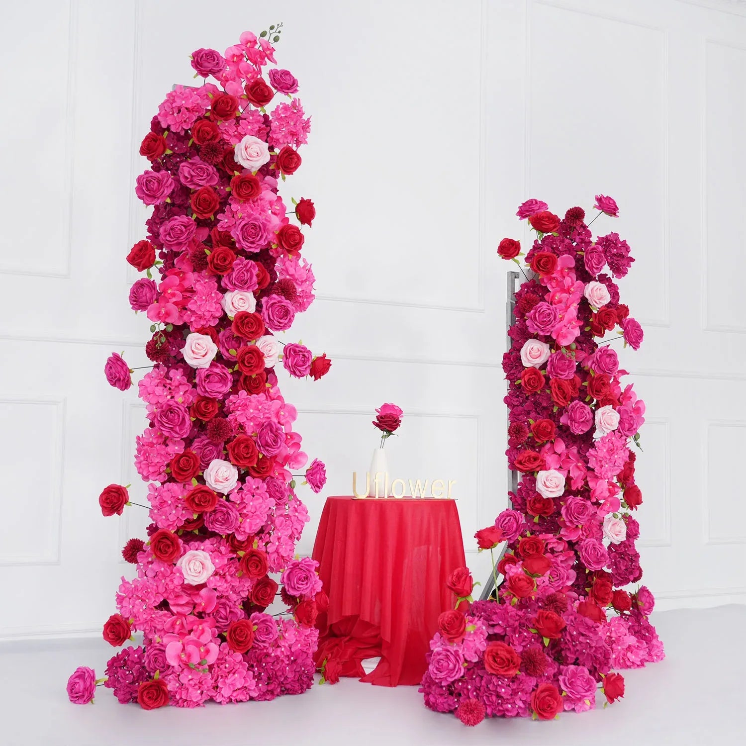 Artificial Rose Red Wedding KT Background Decor Flower Row SET80094 - Uflower