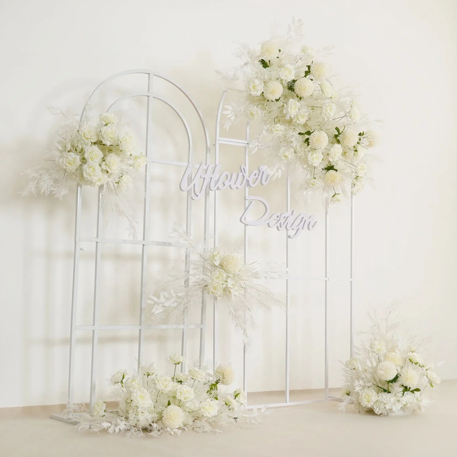 Uflower Artificial White Wedding KT Backdrop Flower Row Decor SET80061 - Uflower