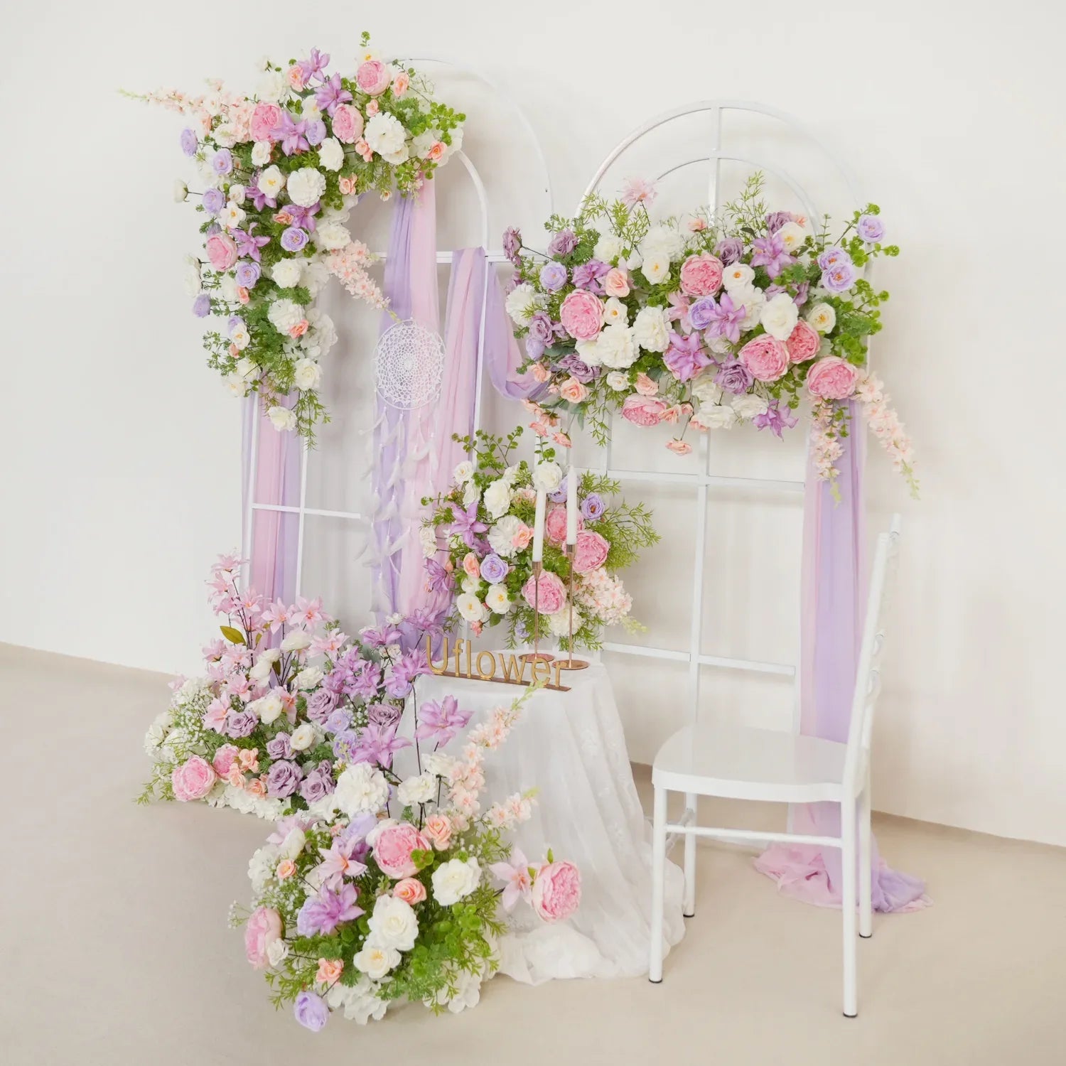 Uflower Artificial Purple Pink Wedding KT Backdrop Flower Row Decor SET80077 - Uflower