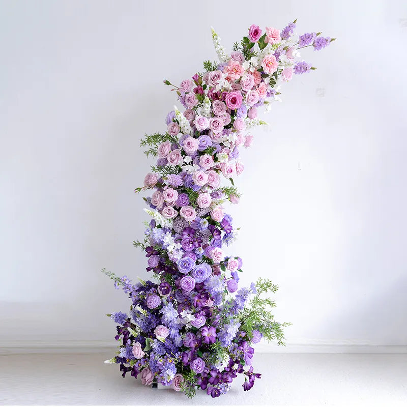 Uflower Purple Horn Arch Floral Arrangement Wedding Backdrop Props SET80183