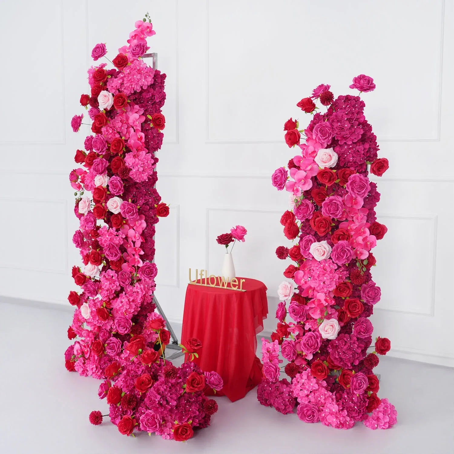 Artificial Rose Red Wedding KT Background Decor Flower Row SET80094 - Uflower