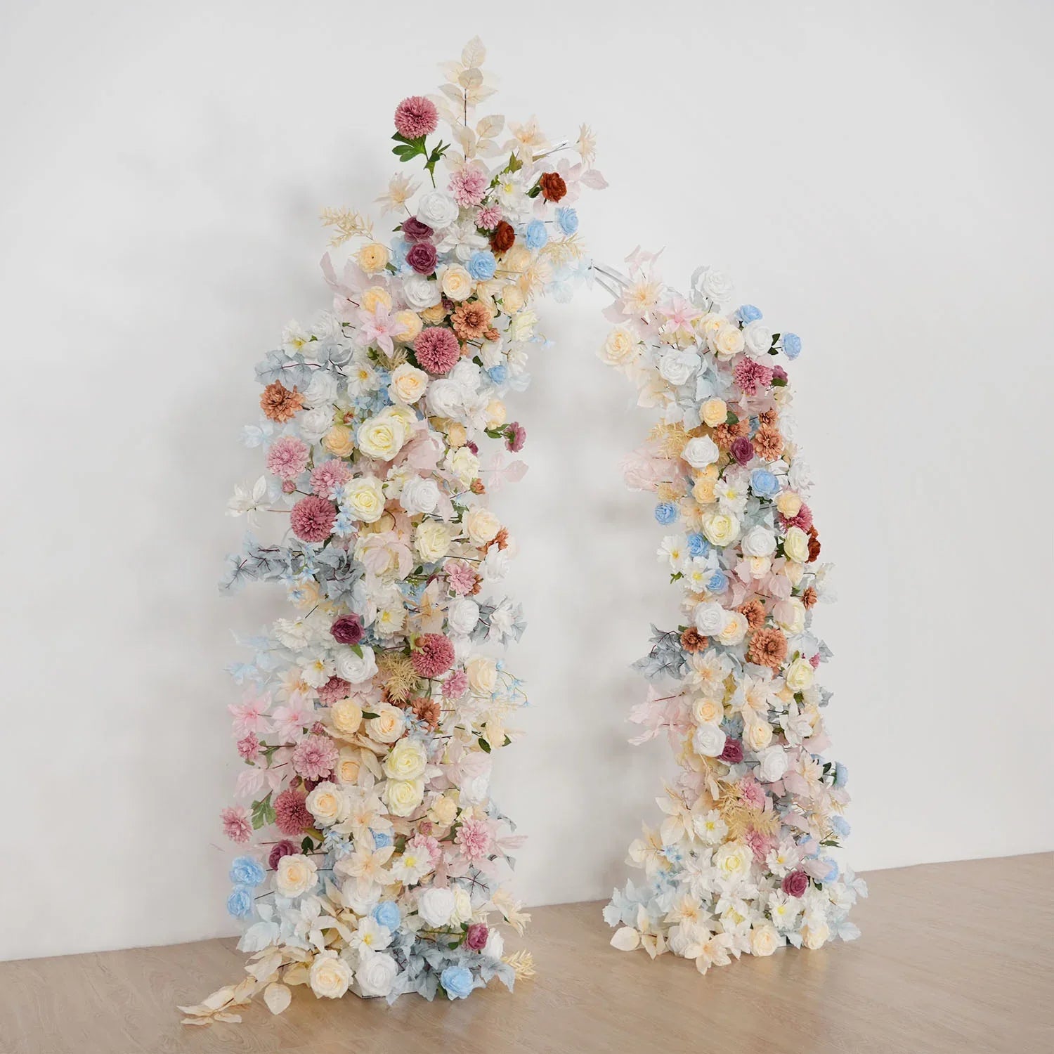 Uflower Pink Blue Champagne Horn Arch Decor Wedding Backdrop Floral Ball Arrangement SET80119 - Uflower