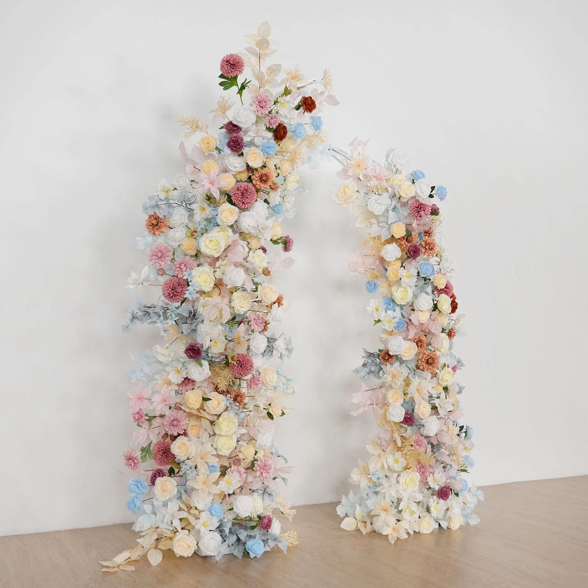 Uflower Pink Blue Champagne Horn Arch Decor Wedding Backdrop Floral Ball Arrangement SET80119 - Uflower