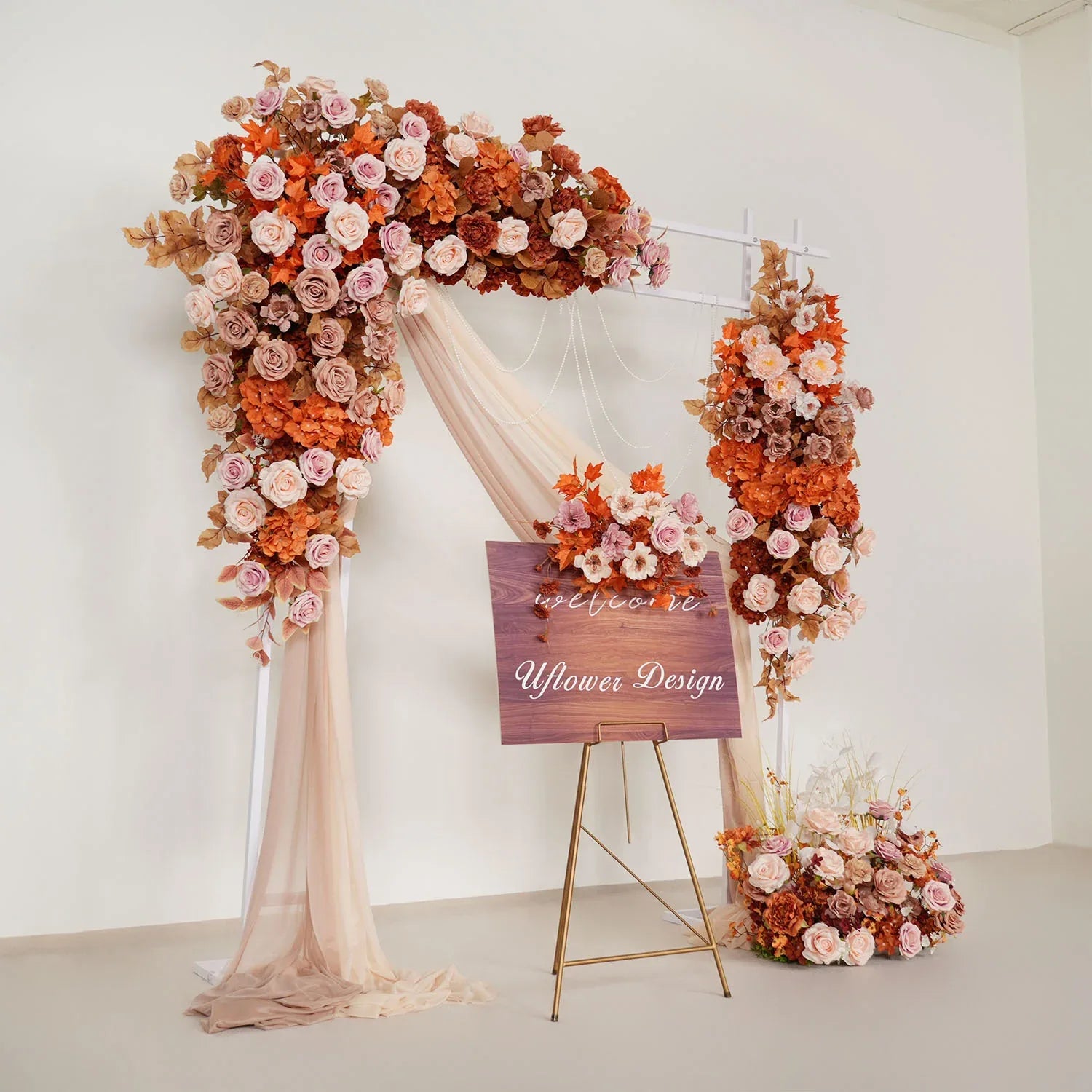 Uflower Artificial Autumn Pink Flower Row Wedding KT Backdrop Decor SET80122 - Uflower
