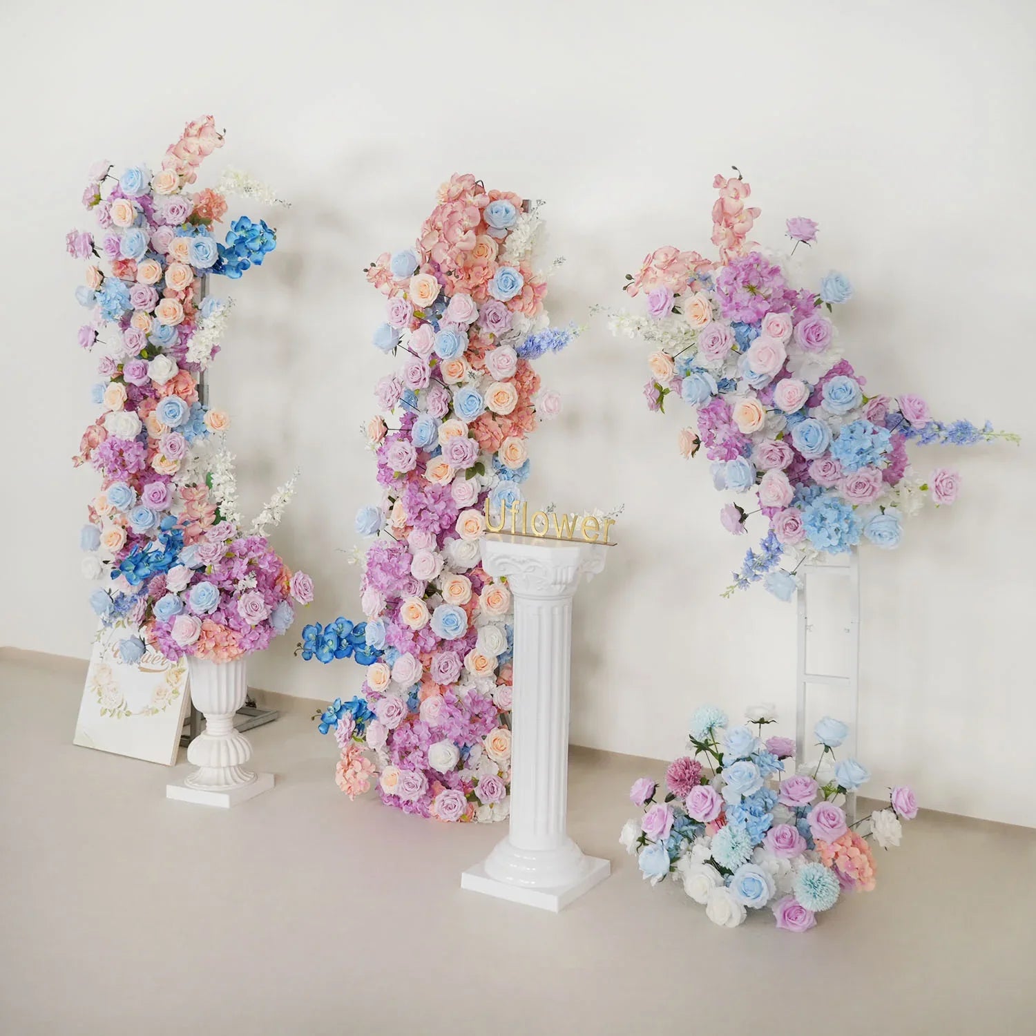 Uflower Artificial Purple Blue Wedding KT Backdrop Flower Row Decor SET80105 - Uflower