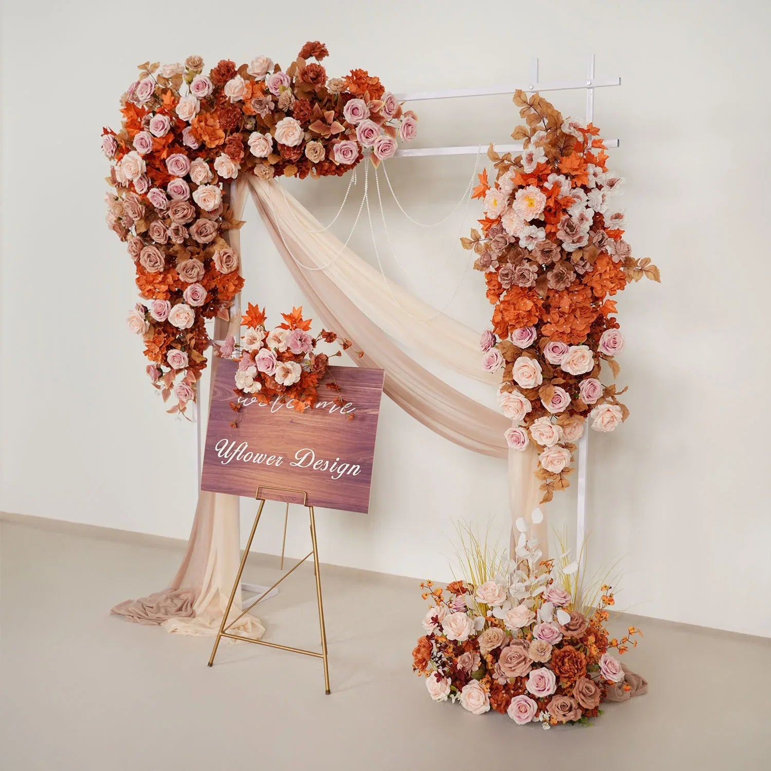 Uflower Artificial Autumn Pink Flower Row Wedding KT Backdrop Decor SET80122 - Uflower