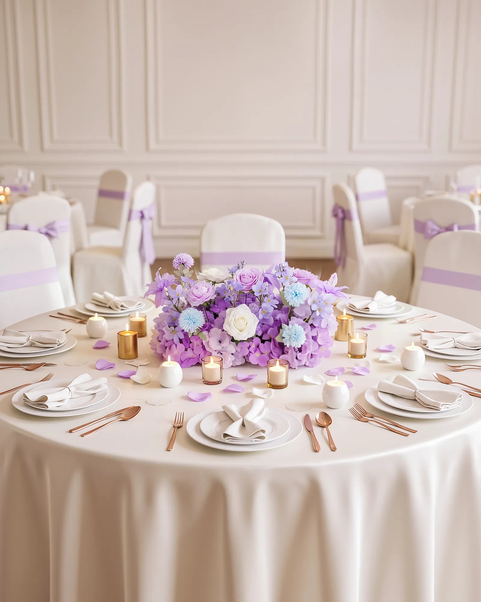 Uflower 50cm Purple White Flower Row MC89007-03