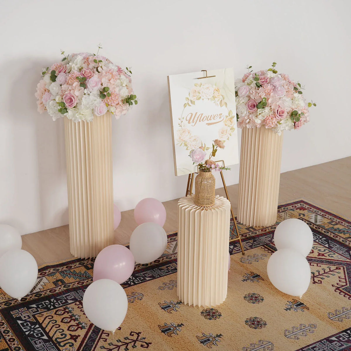 Uflower Pink Table Centerpiece Floral Ball Wedding Table Decoration MB80057 - Uflower