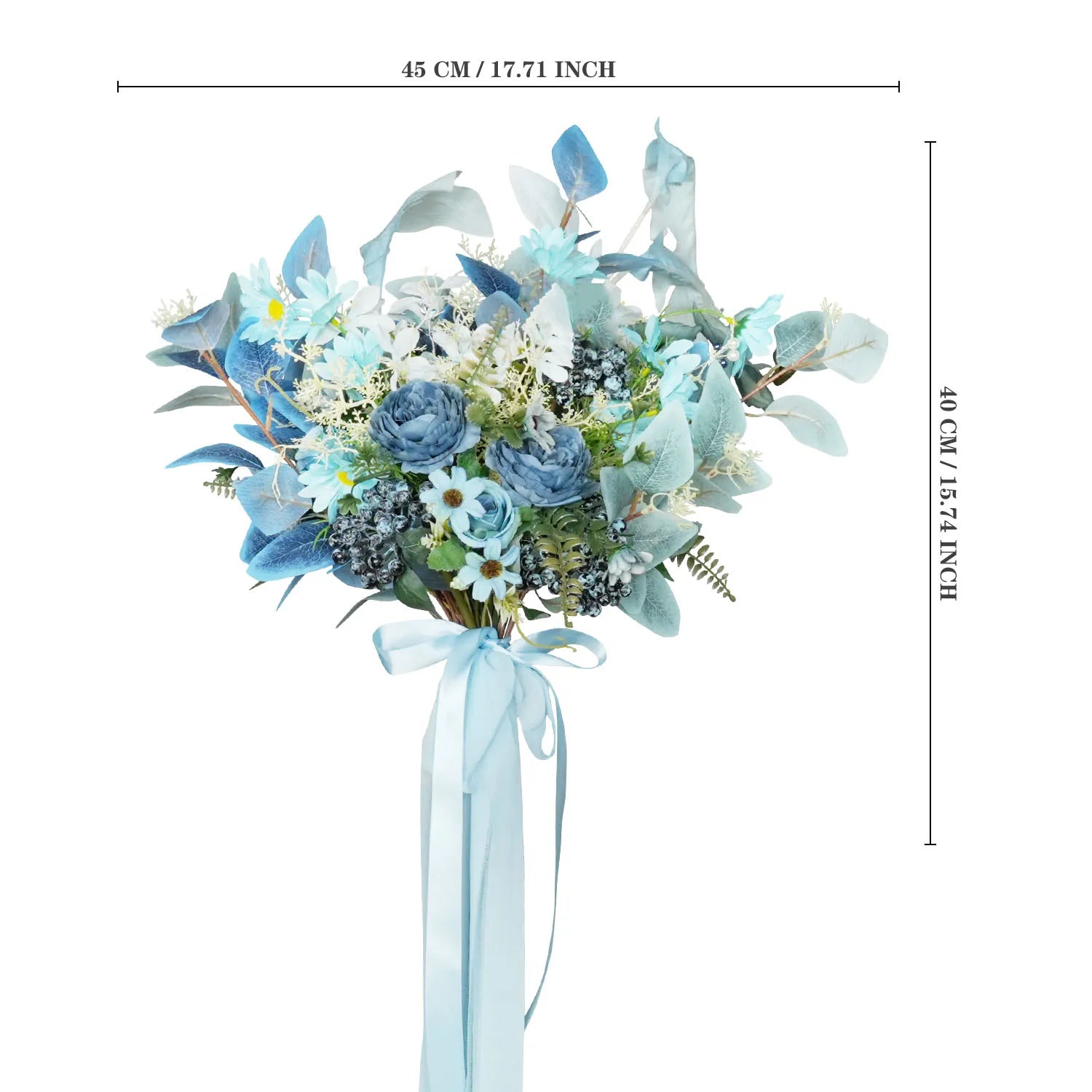 Uflower Small Round Bridal Bouquet in Dusty Blue MG80007-01