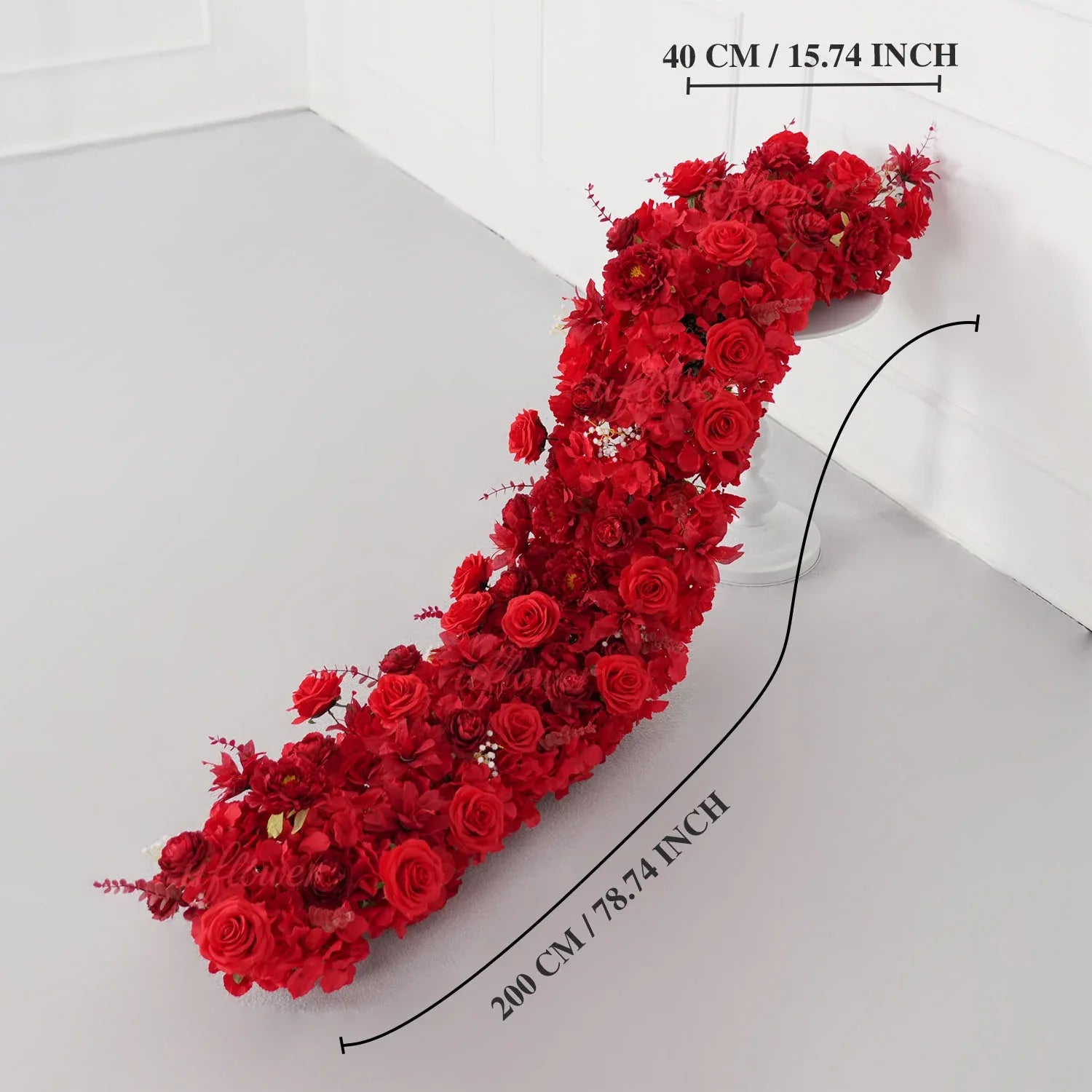 Uflower Artificial Red Rose Flower Row Wedding KT Backdrop Decor MC80075-03 - Uflower