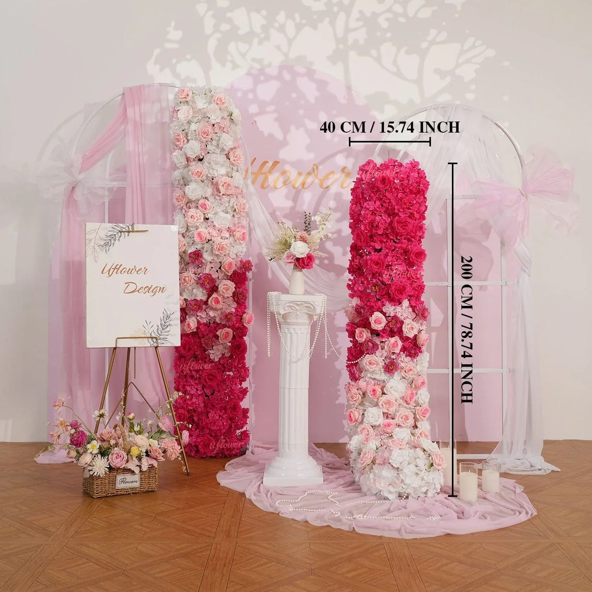 Uflower Gradient Pink Flower Row Wedding Party Backdrop Decor SET80179 - Uflower