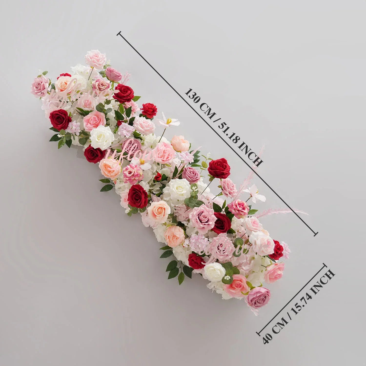 Uflower Pink White Rose Table Runner Sofa Floral Wedding Backdrop Decor SET80137 - Uflower