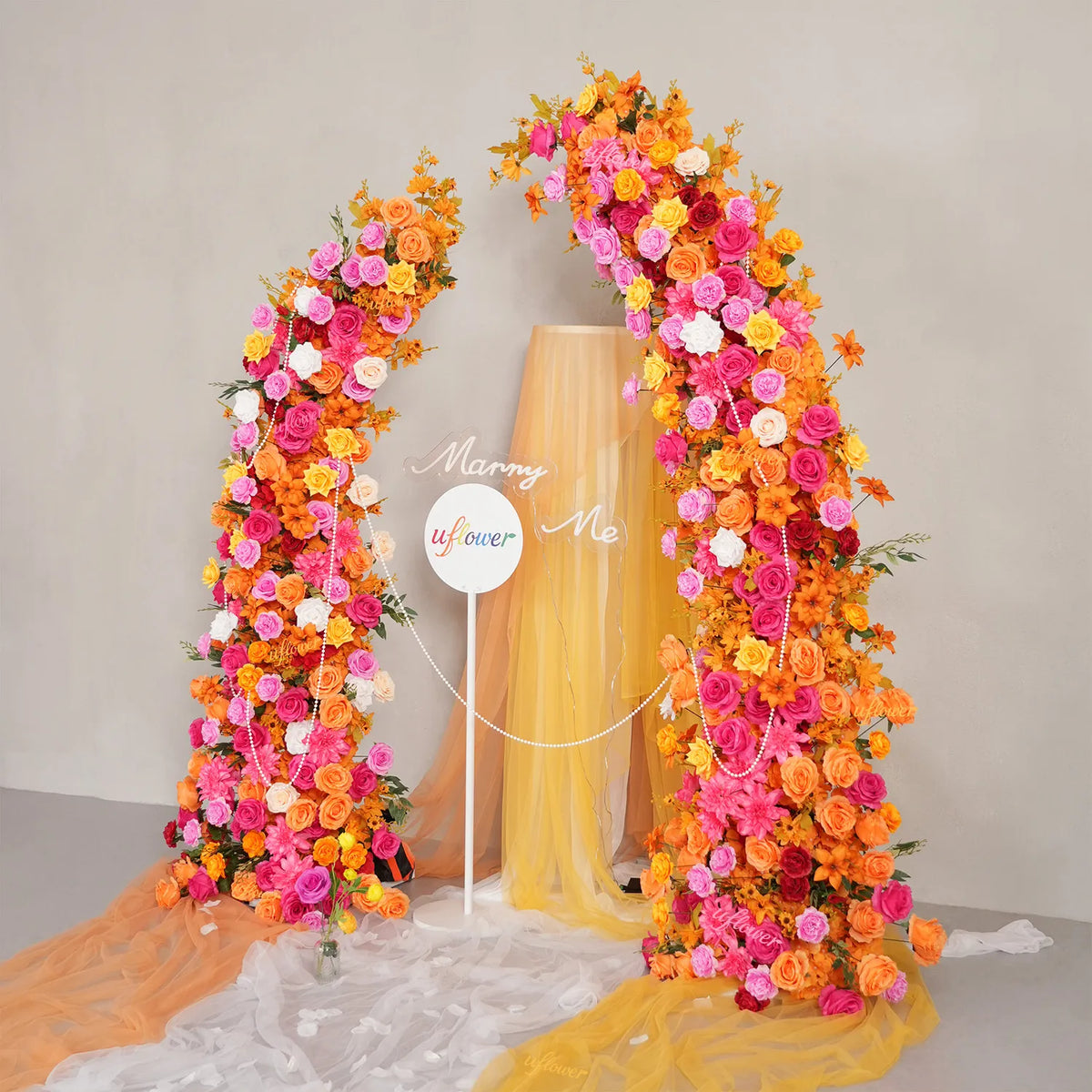 Arceau Floral Orange-Rose Uflower Toile de Fond pour Mariage Décoration Fête Accessoires SET80235
