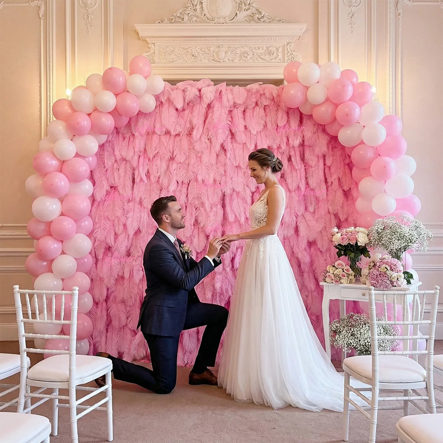 Uflower Artificial Pink 5D Flower Wall Wedding Backdrop Deco Birthday Party SET80088