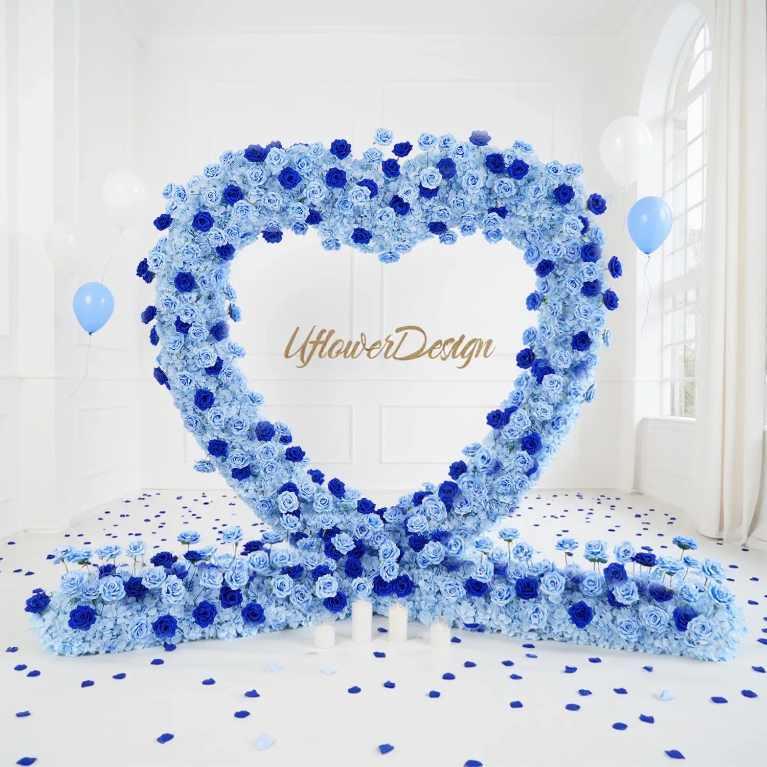Uflower 2m*2m Blue Rose Heart Arch Wedding Decor SET80034 - Uflower
