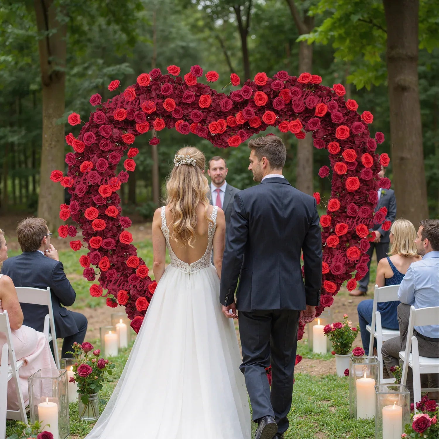 2*2m Rose Red Flower Wall Wedding Decor SET80045-01 - Uflower