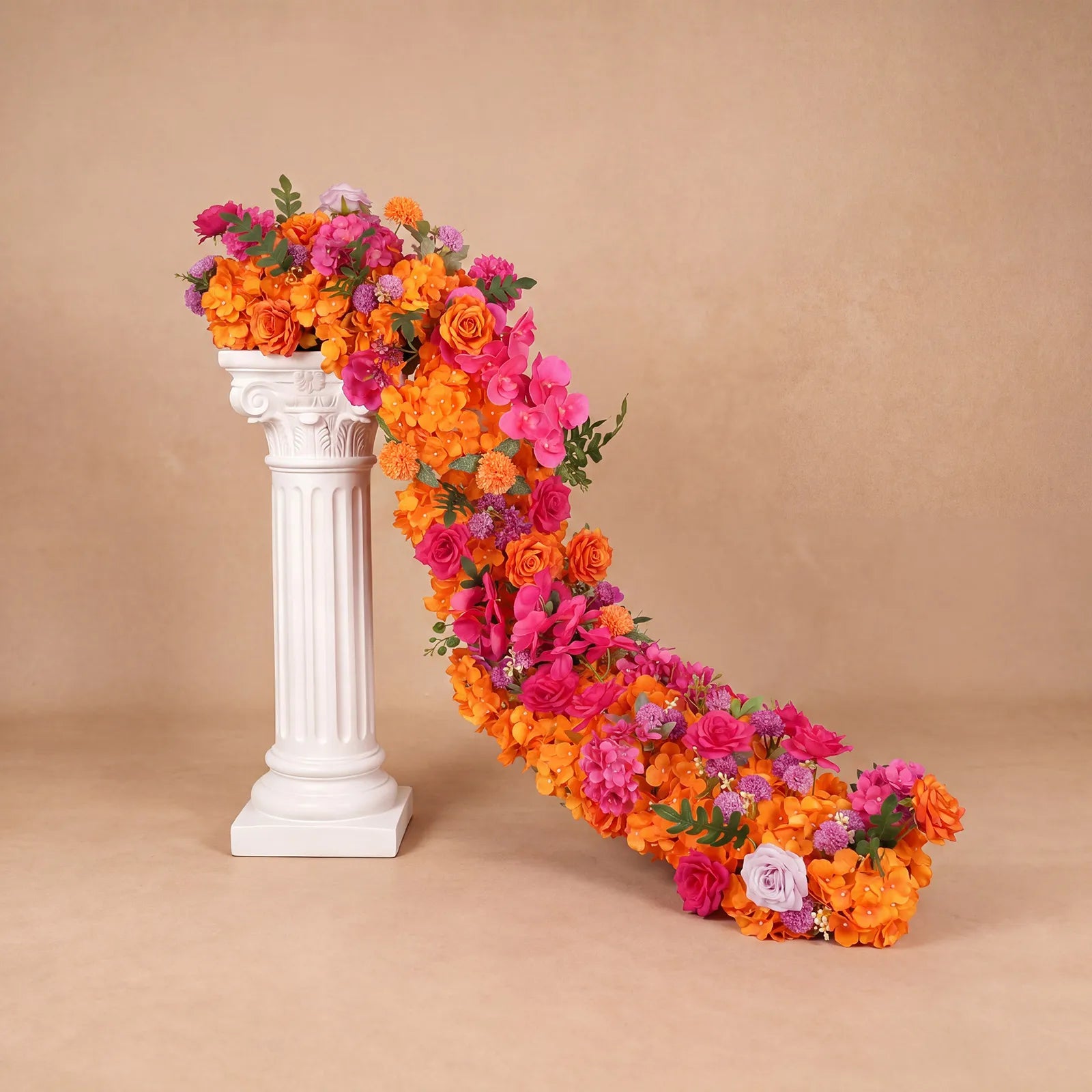 Uflower 200cm Rose Red Orange Flower Row with Drapes MC89002-02