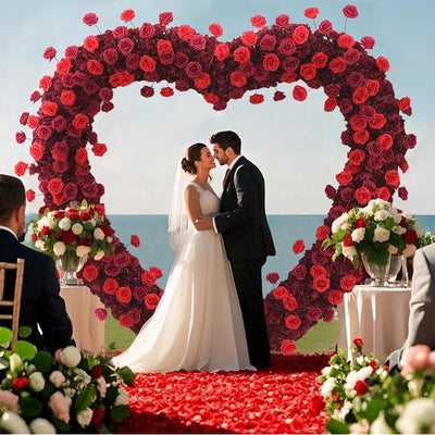 Uflower 2.2m*2.2m Rose Heart-Shape Arch Flower SET80011 - Uflower