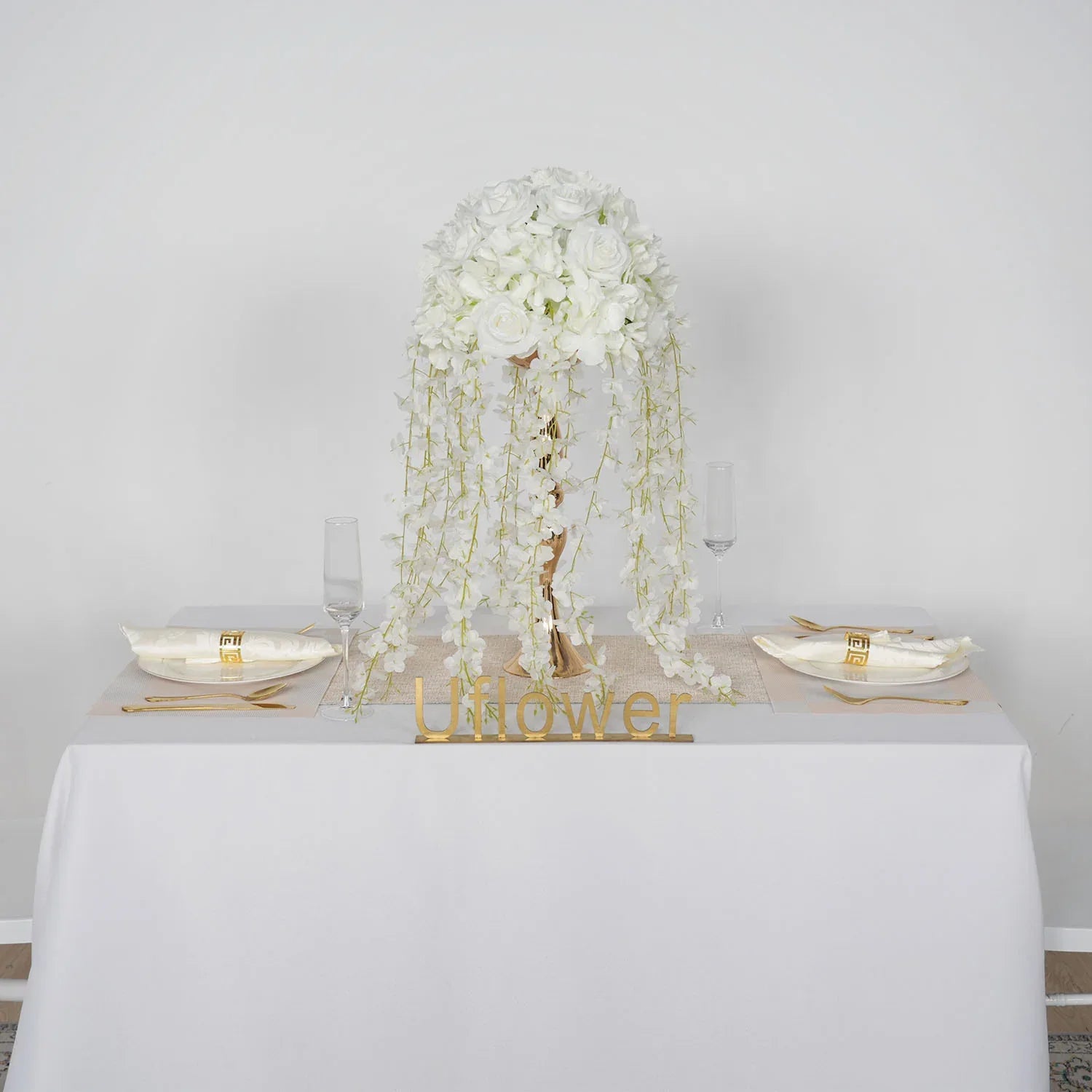 Uflower White Wedding Table Centerpiece Flower Arrangement MB80055-01 - Uflower