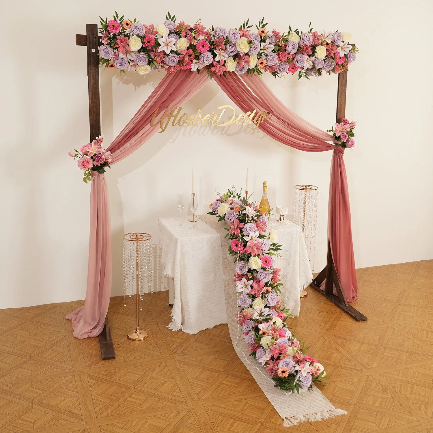Uflower Artificial  Roses Purple Mixcolor Series Wedding Flower Row Decorate MC80248-01