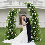 Uflower Outdoor Wedding Backdrop Horn Arch Decor Green Leaves Floral Arrangement SET80098