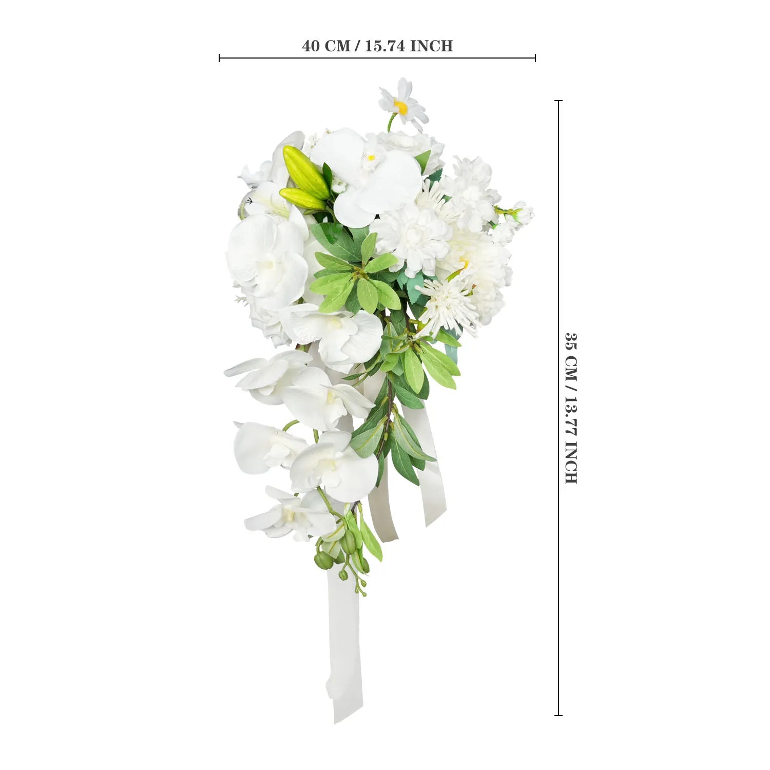 Uflower Small Cascade Bridal Bouquet in Natural Whites MG80005-01