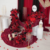 Uflower Red Roses Backdrop Wall Flower Row Wedding Decor MC80210-02