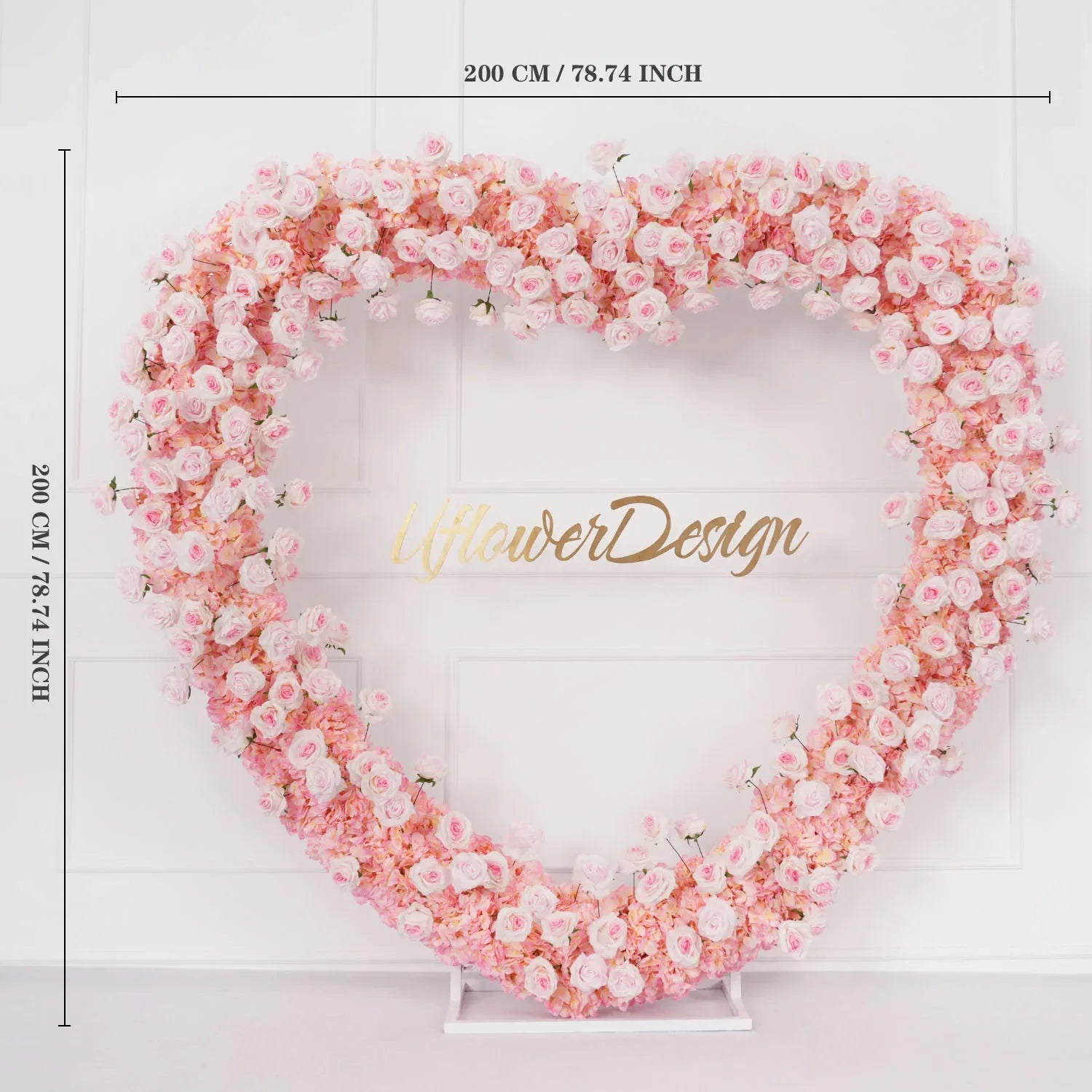 Uflower 2m*2m Pink Rose Wedding Heart-Shaped Arch Decor SET80003 - Uflower
