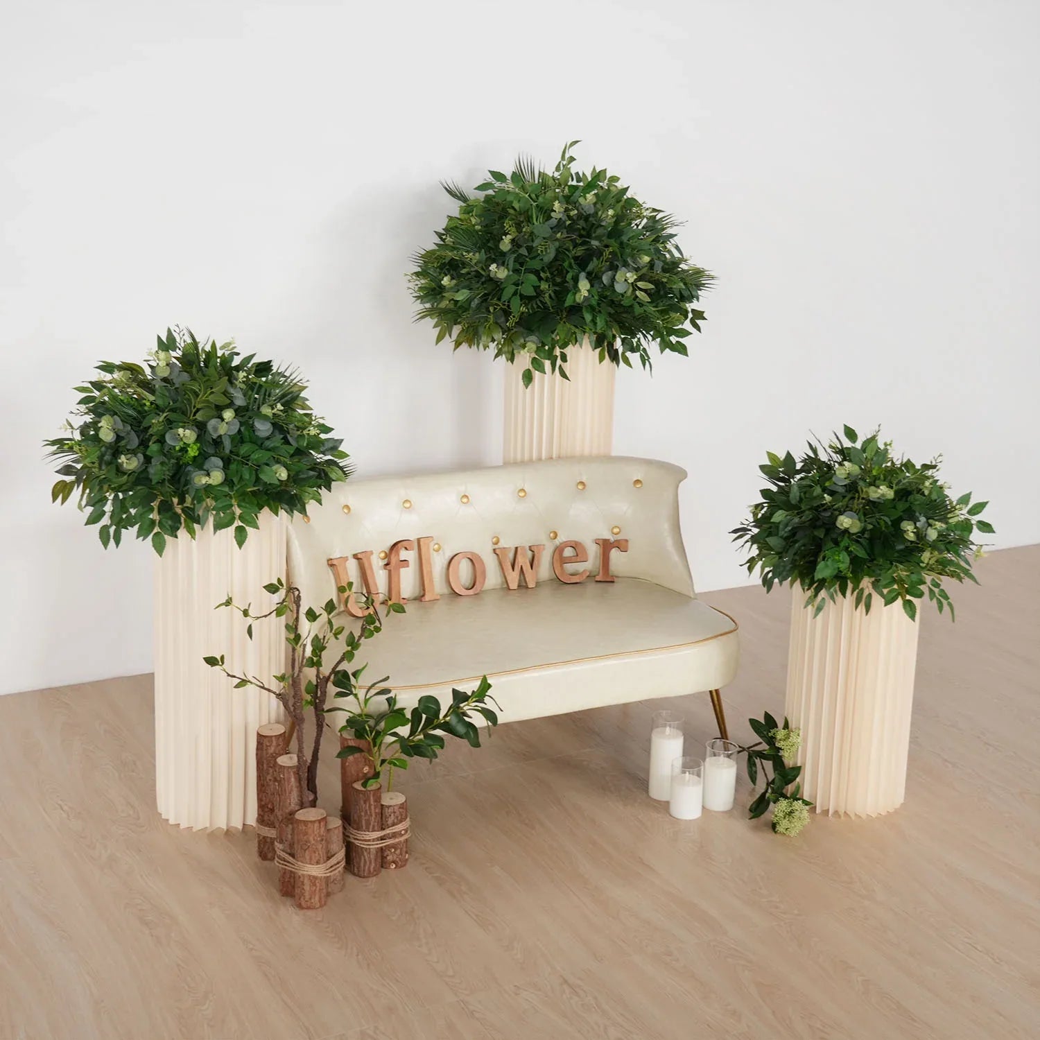 Uflower Green Leaf Table Centerpiece Floral Ball Wedding Table Decoration MB80066 - Uflower