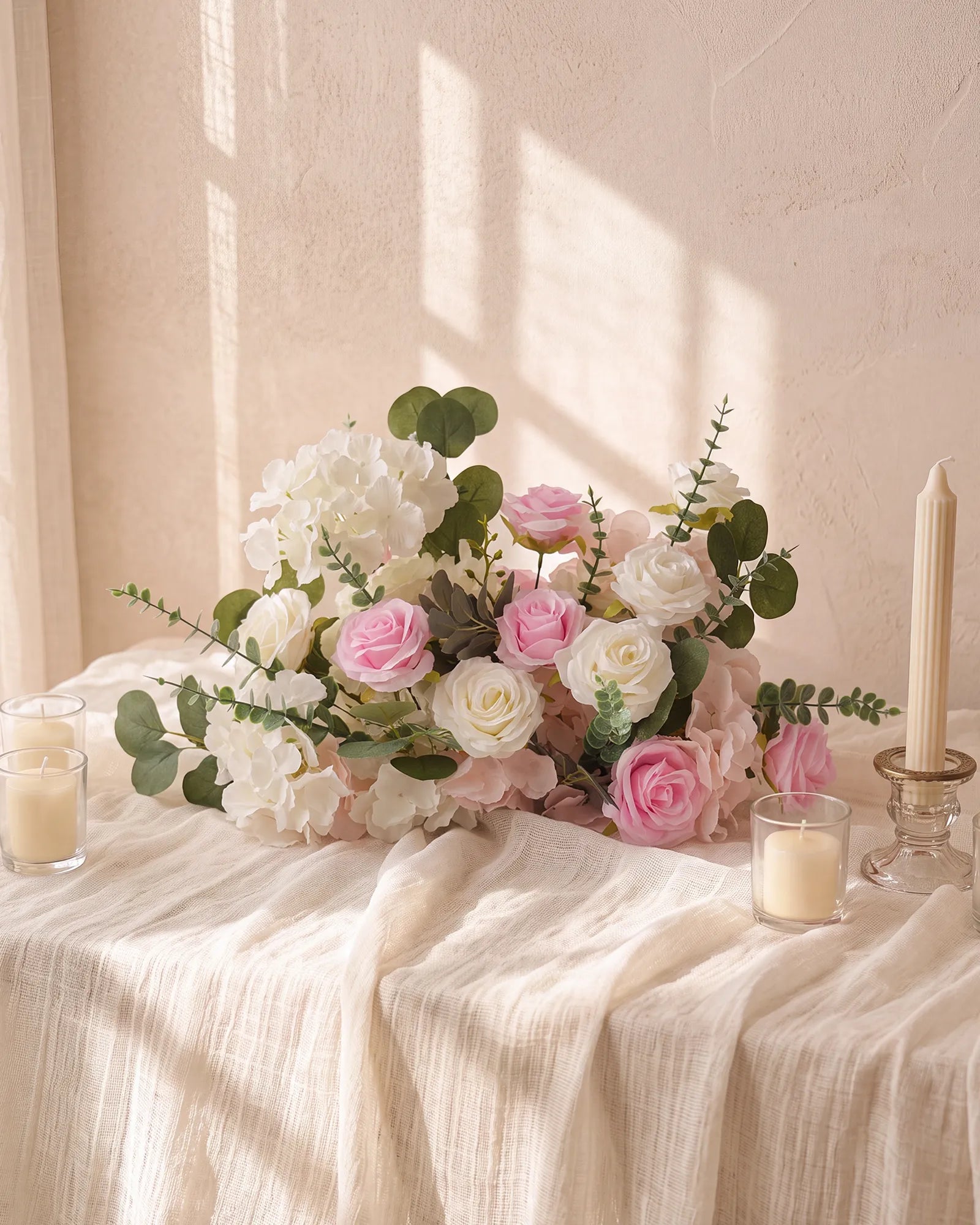 Uflower Pink and White DIY Wedding Flower Kit – Artificial Floral Arrangement Box MJ89001-01