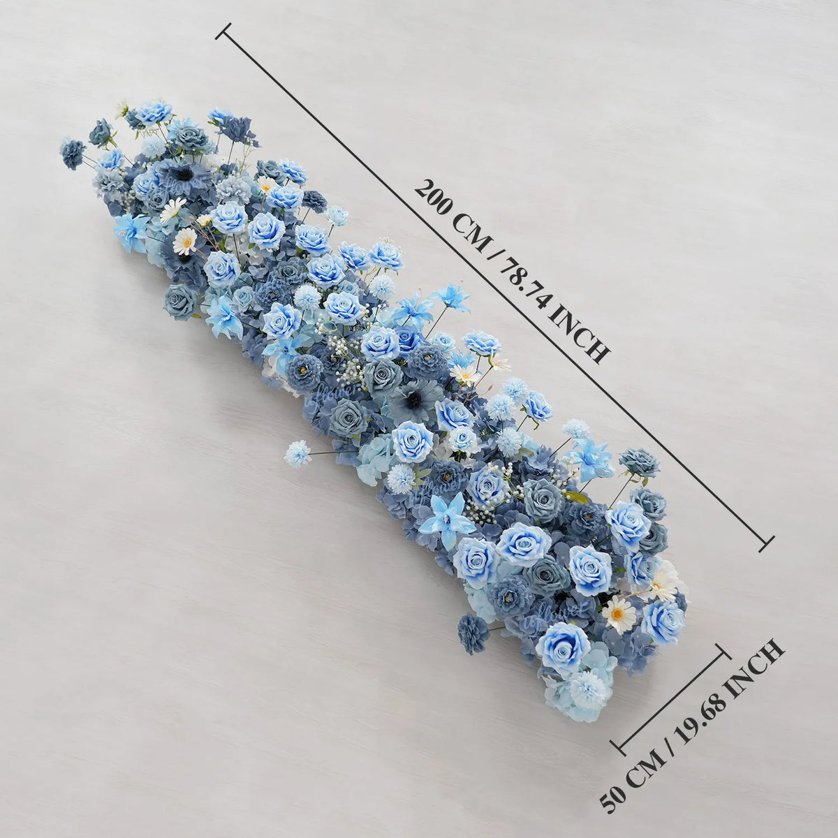 Uflower Blue Table Runner Sofa Floral Wedding Backdrop Decor MC80227-01