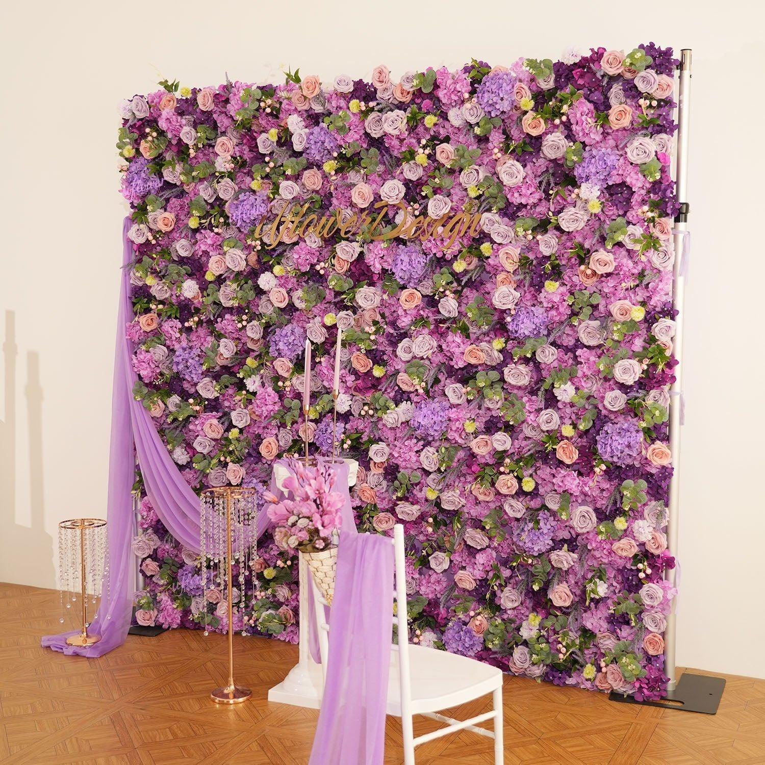 Uflower Flower Wall 3D Purple Hydrangea Floral Backdrop Wedding Party Proposal Decor SET80188 - Uflower