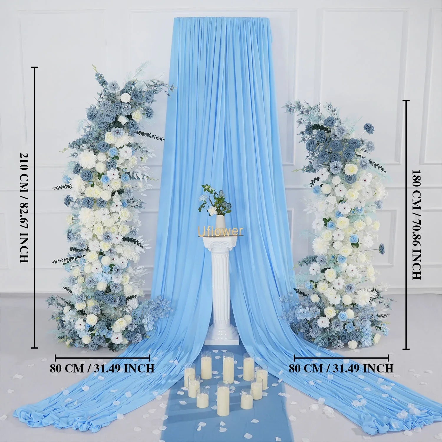 Uflower Blue White Floral Horn Arch Wedding Party Backdrop Decor SET80135 - Uflower