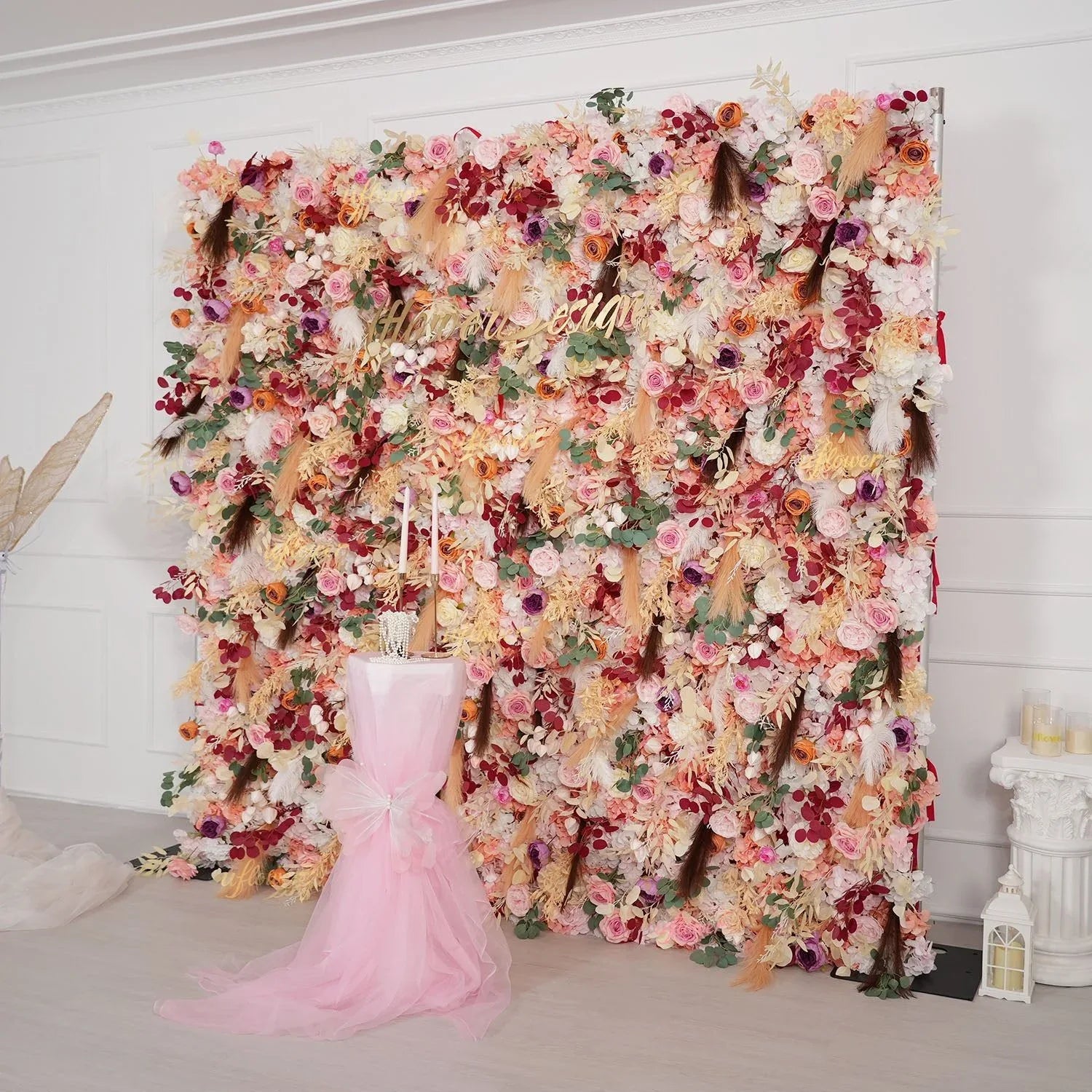 Uflower Champagne Khaki 5D Flower Wall Wedding Party Proposal Decor SET80175 - Uflower