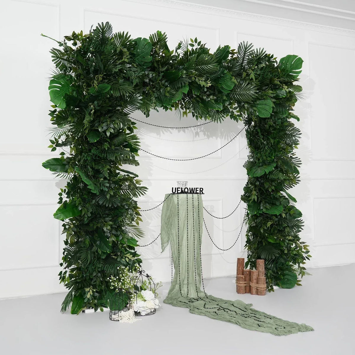 Uflower Artificial Green Leaves Flower Row Wedding KT Backdrop Decor SET80160 - Uflower