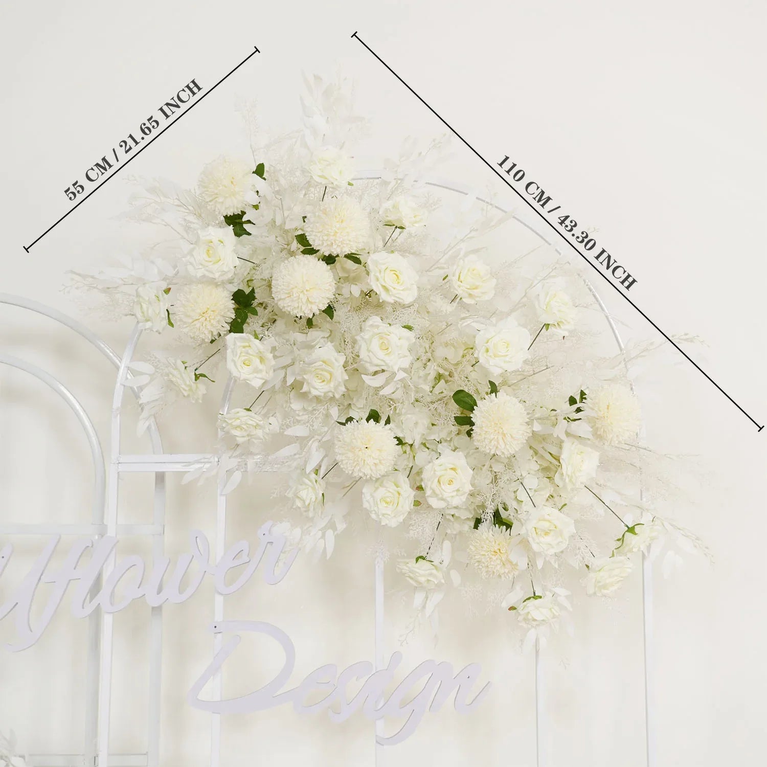 Uflower Artificial White Wedding KT Backdrop Flower Row Decor SET80061 - Uflower