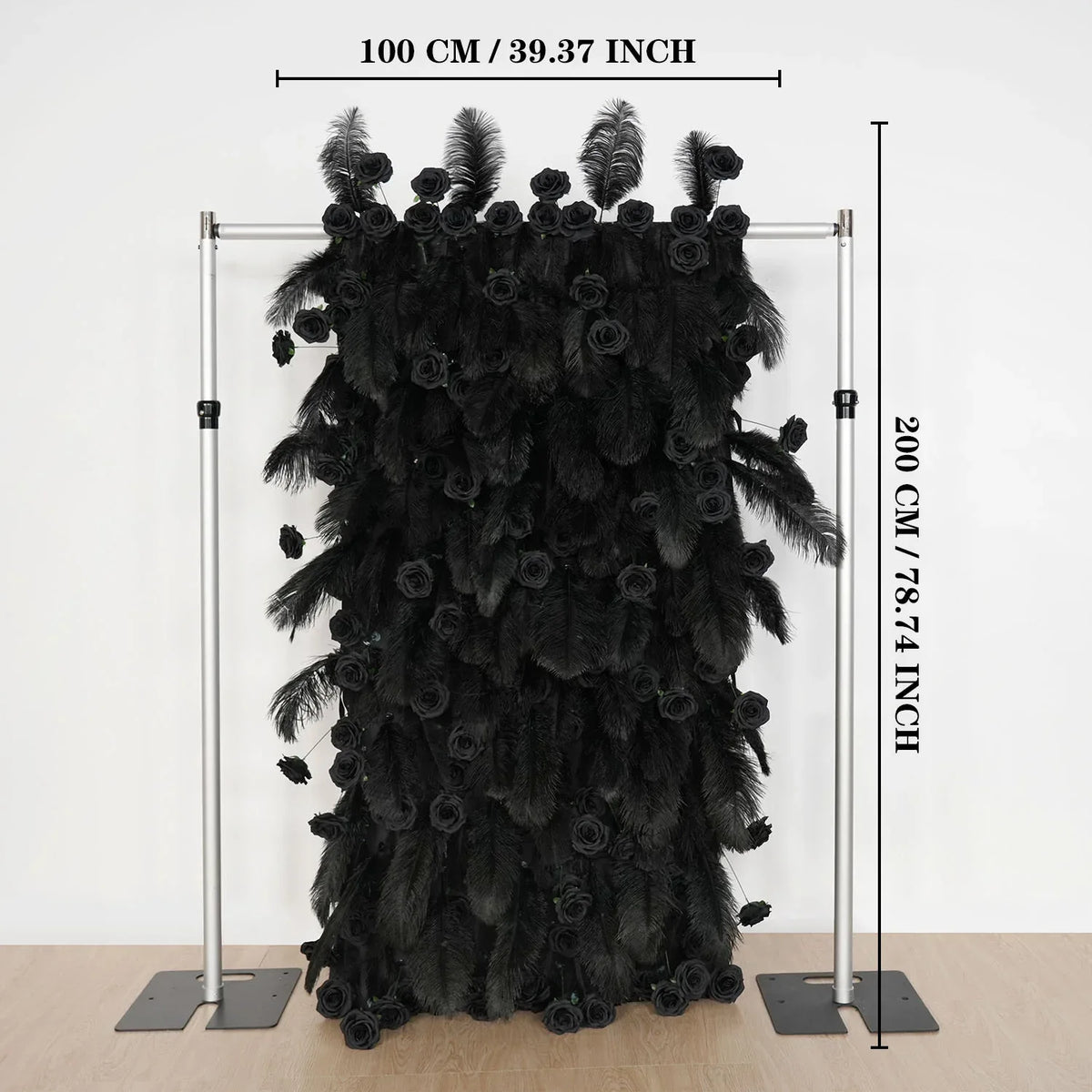 Uflower Artificial Black 5D Flower Wall Wedding Backdrop Decoration MA80034-01 - Uflower