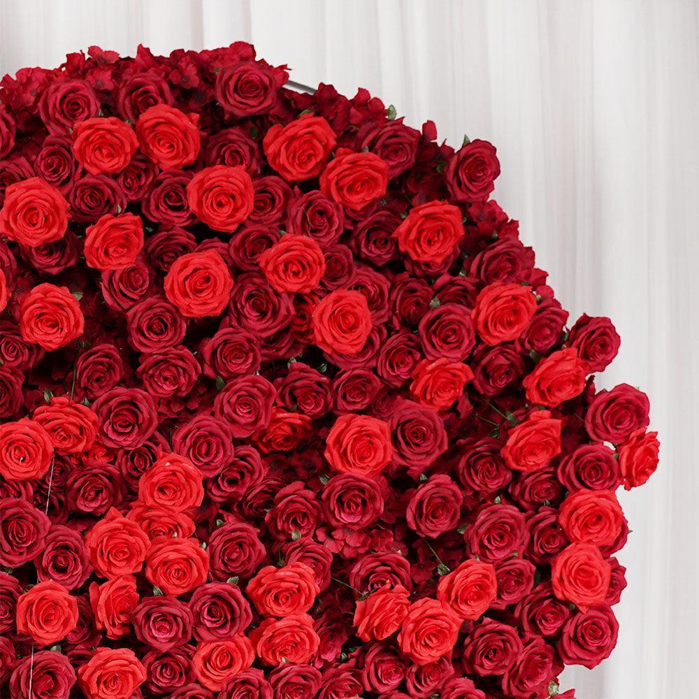 Uflower 2*2m Red Rose Heart Shaped Flower Wall Wedding Background MA80001 - Uflower