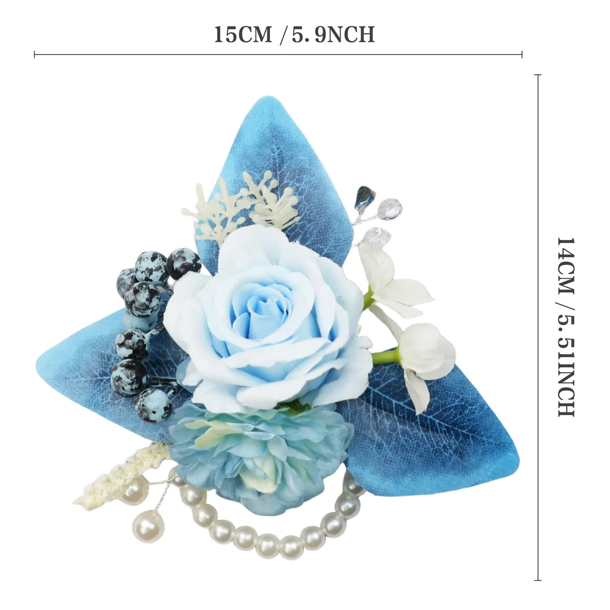 Uflower Wrist Corsages in Dusty Blue MG80007-04*6