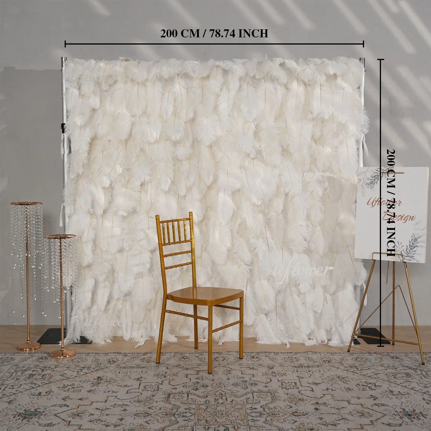 Uflower Artificial White 5D Flower Wall Wedding Backdrop Deco Birthday Party SET80140 - Uflower