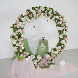 Uflower Pink White Greenery Flower Arrangement Table Runner Round Arch SET80201 - Uflower