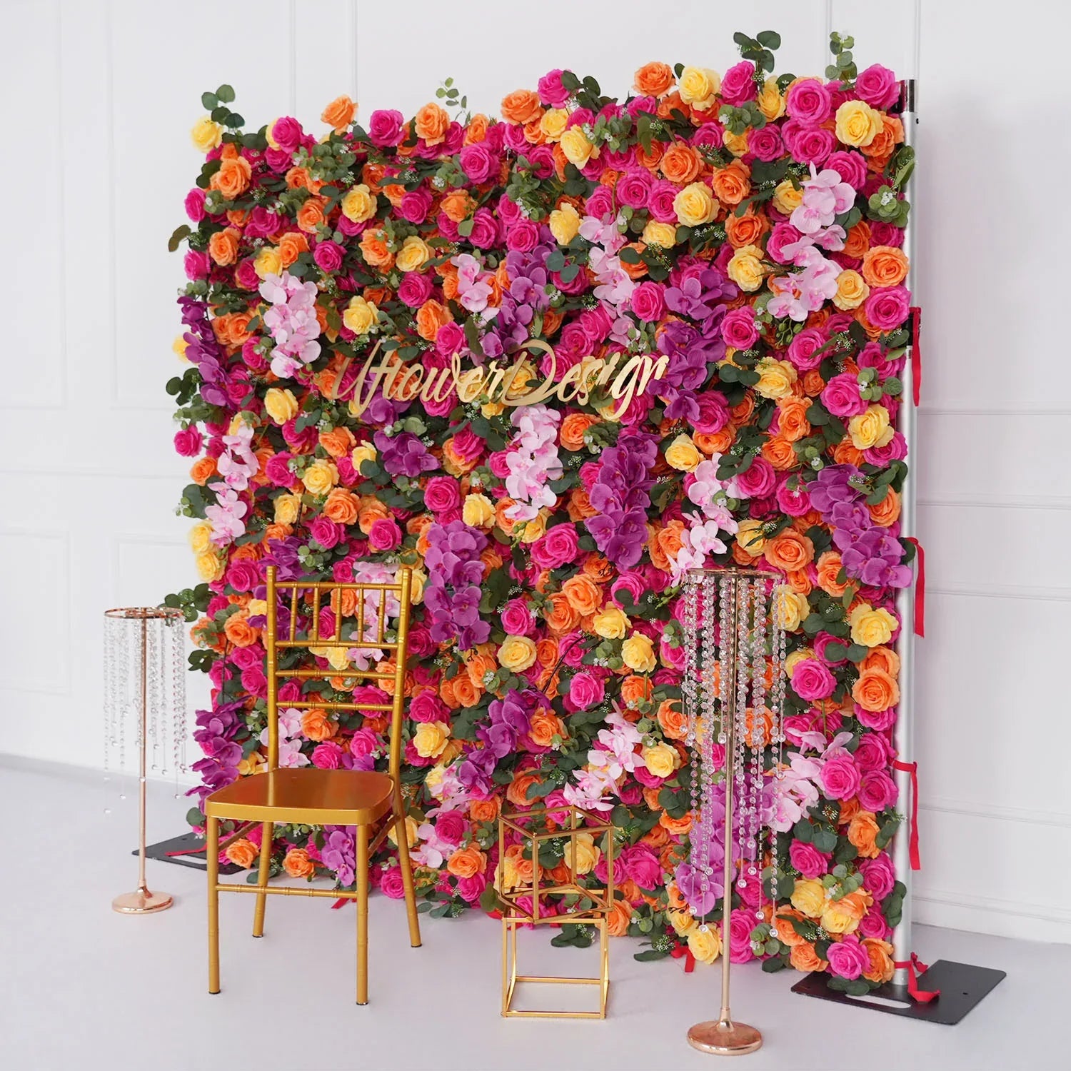 Uflower Artificial Flower Wall Colorful Rose Floral Backdrop Wedding Party Proposal Decor SET80068-01 - Uflower