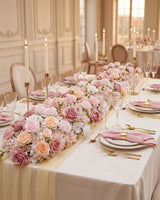 Uflower 200cm Rangée de Fleurs Rose Pastel & Blanc avec Draps MC89003-02