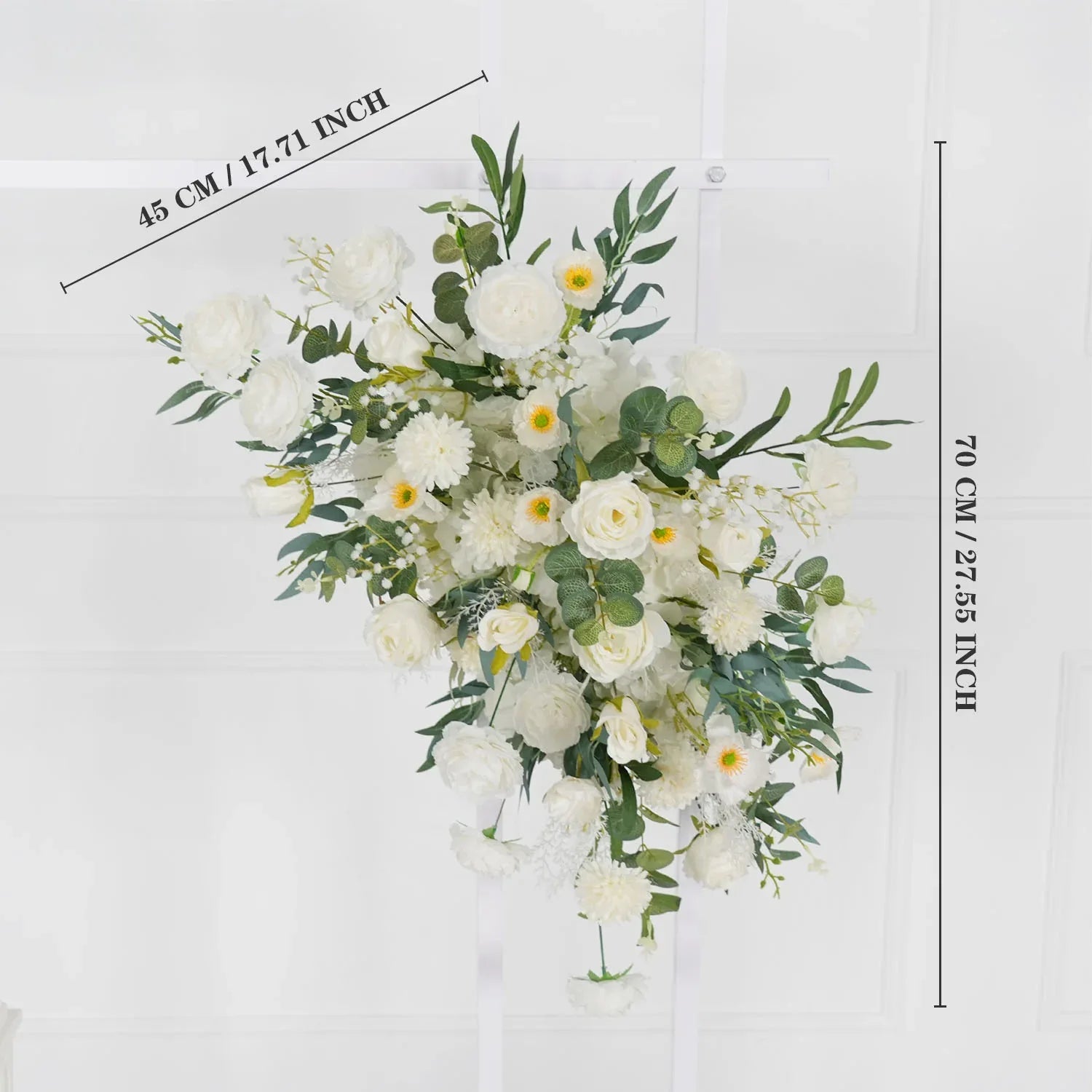 Artificial White Green Wedding KT Backdrop Flower Row Decor SET80075 - Uflower