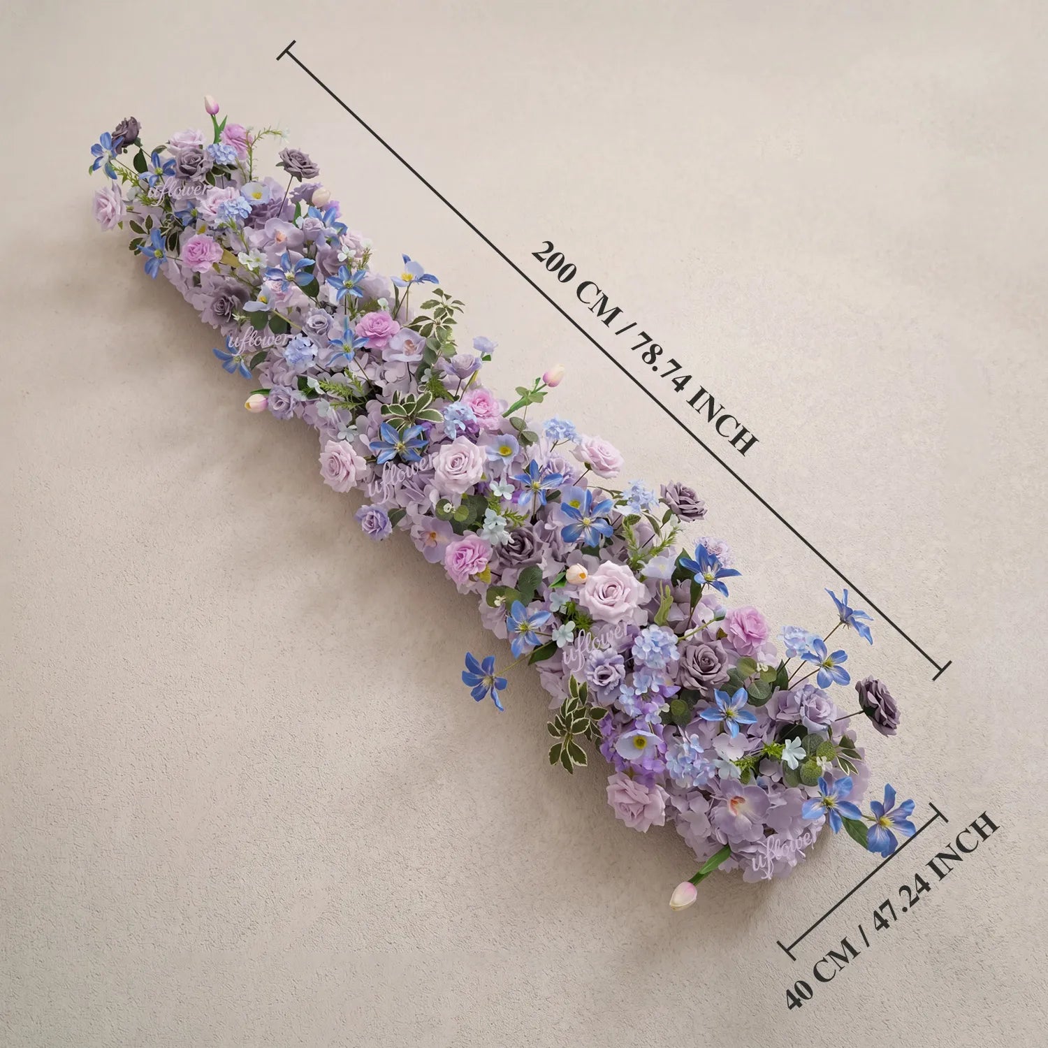 Uflower Purple Floral Row Wedding & Party Table Runner Decor MC80312-01