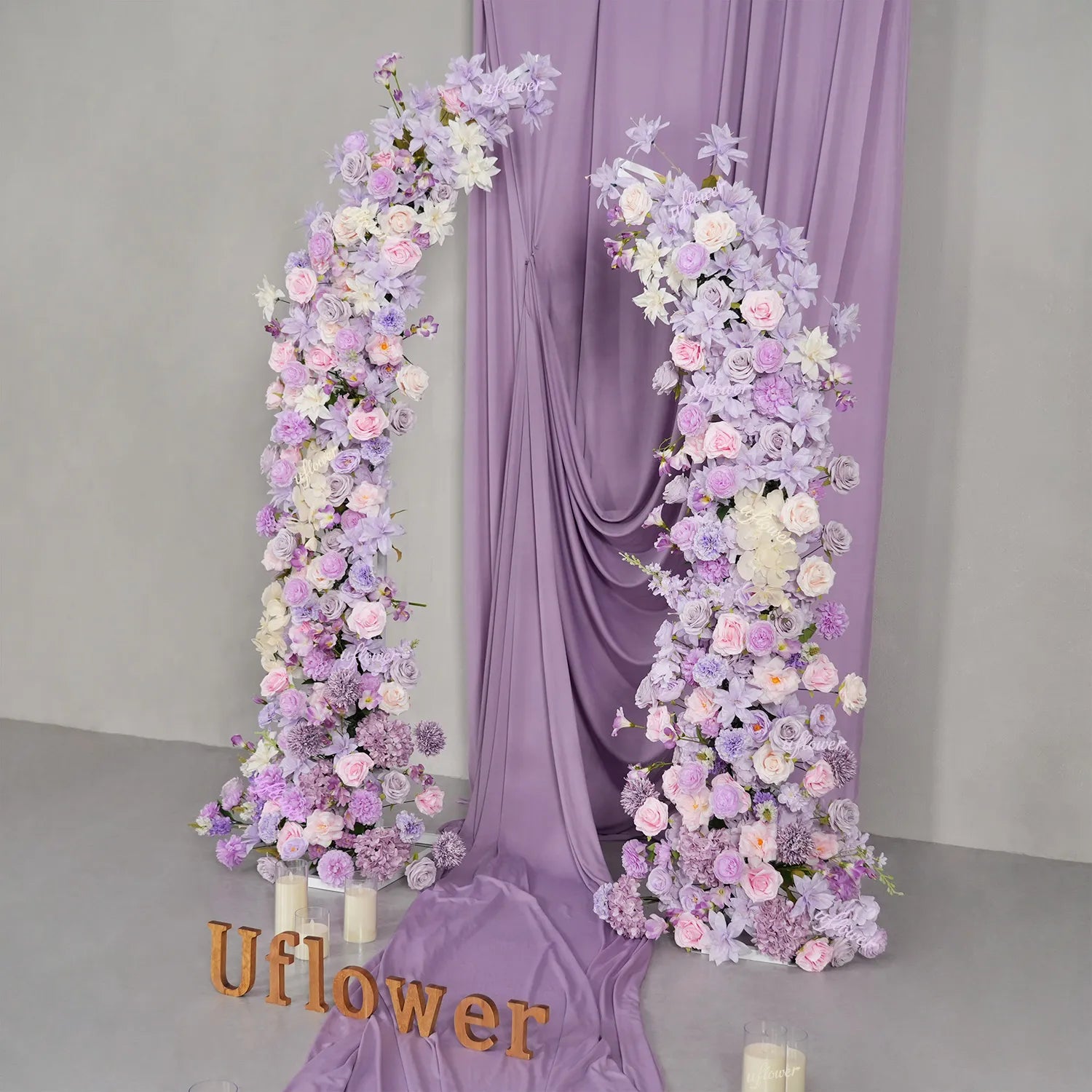 Uflower Purple Floral Horn Arch Wedding Party Backdrop Decor SET80243-01