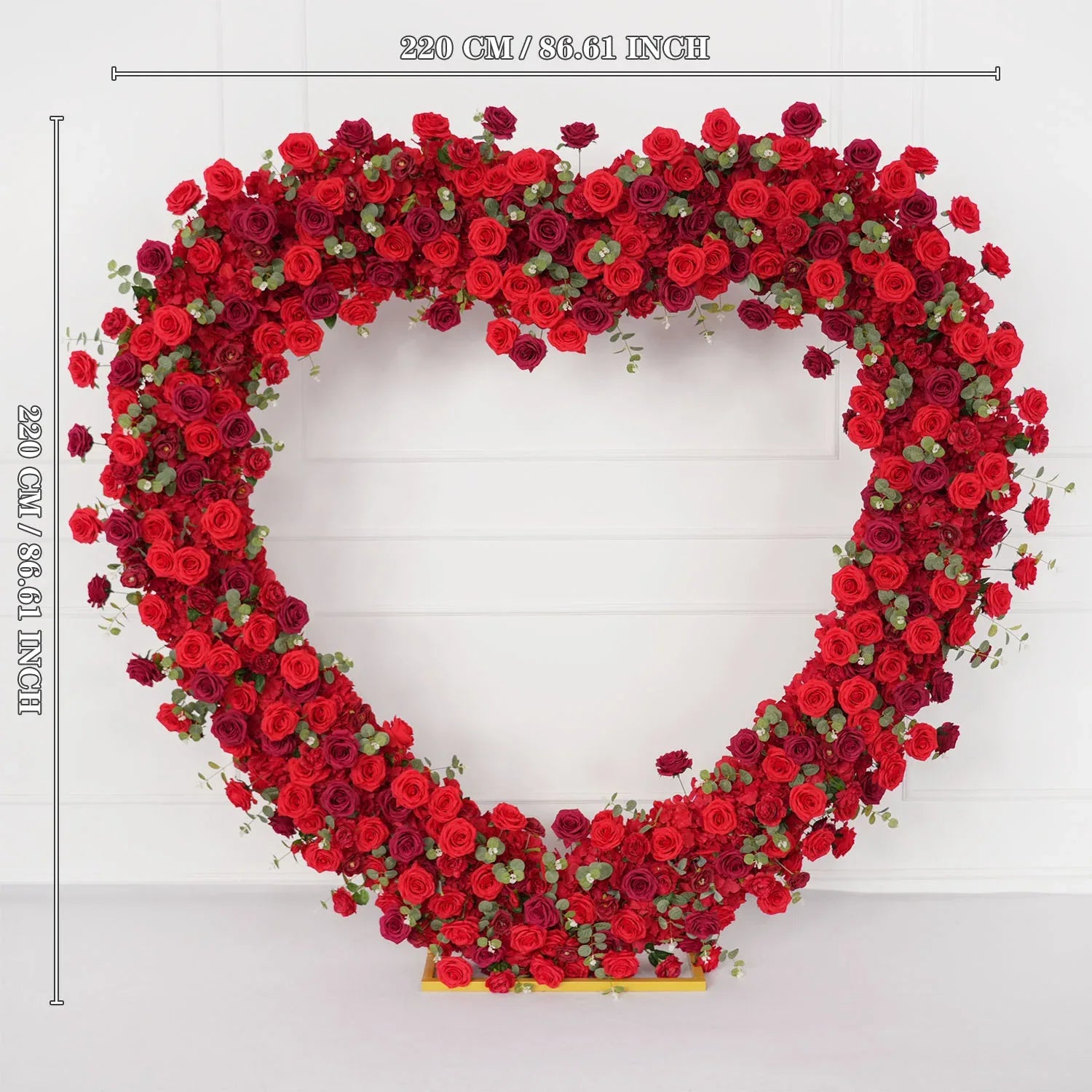 Uflower 2.2m*2.2m Red Rose Wedding Arch Heart Arch Decor SET80056 - Uflower