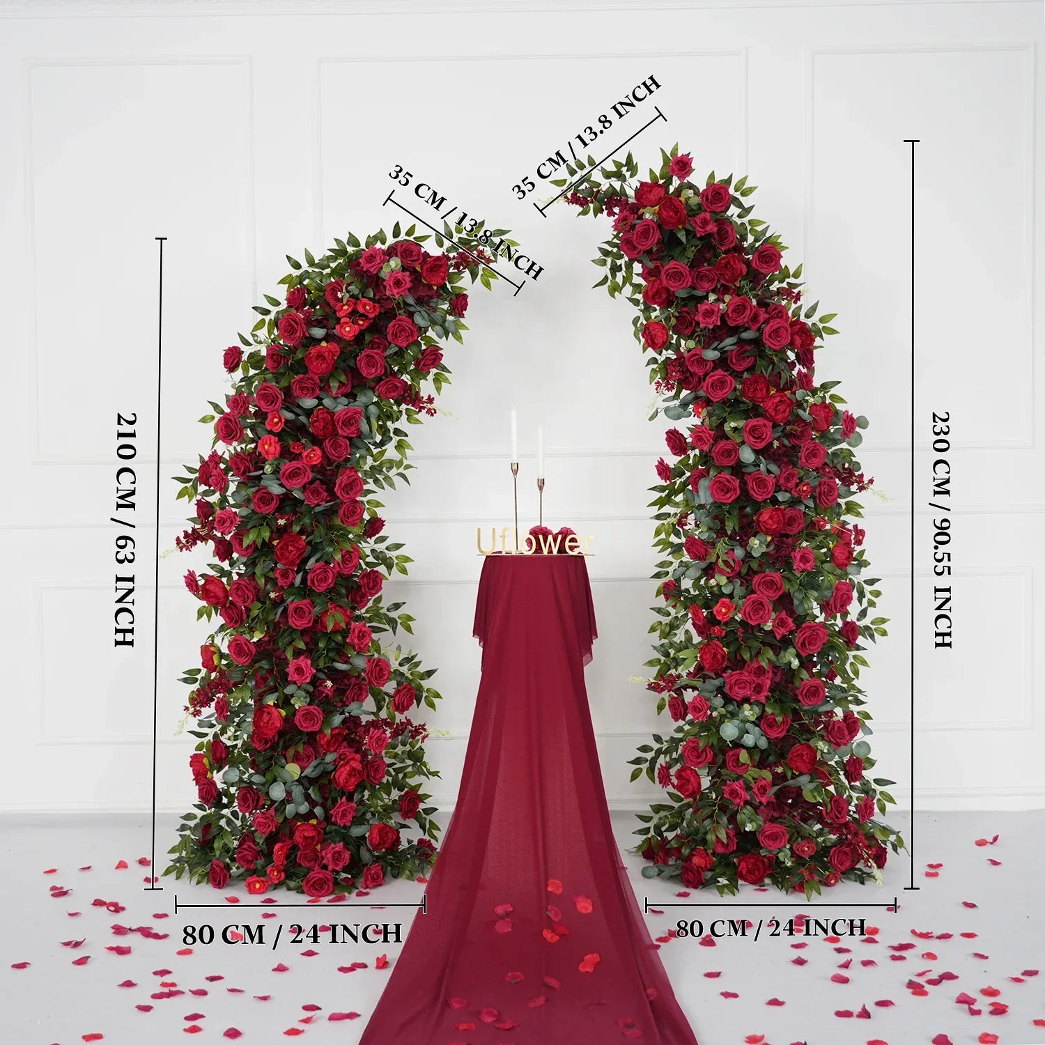 Uflower Red Rose Floral Arch Wedding Backdrop Decor SET80090 - Uflower