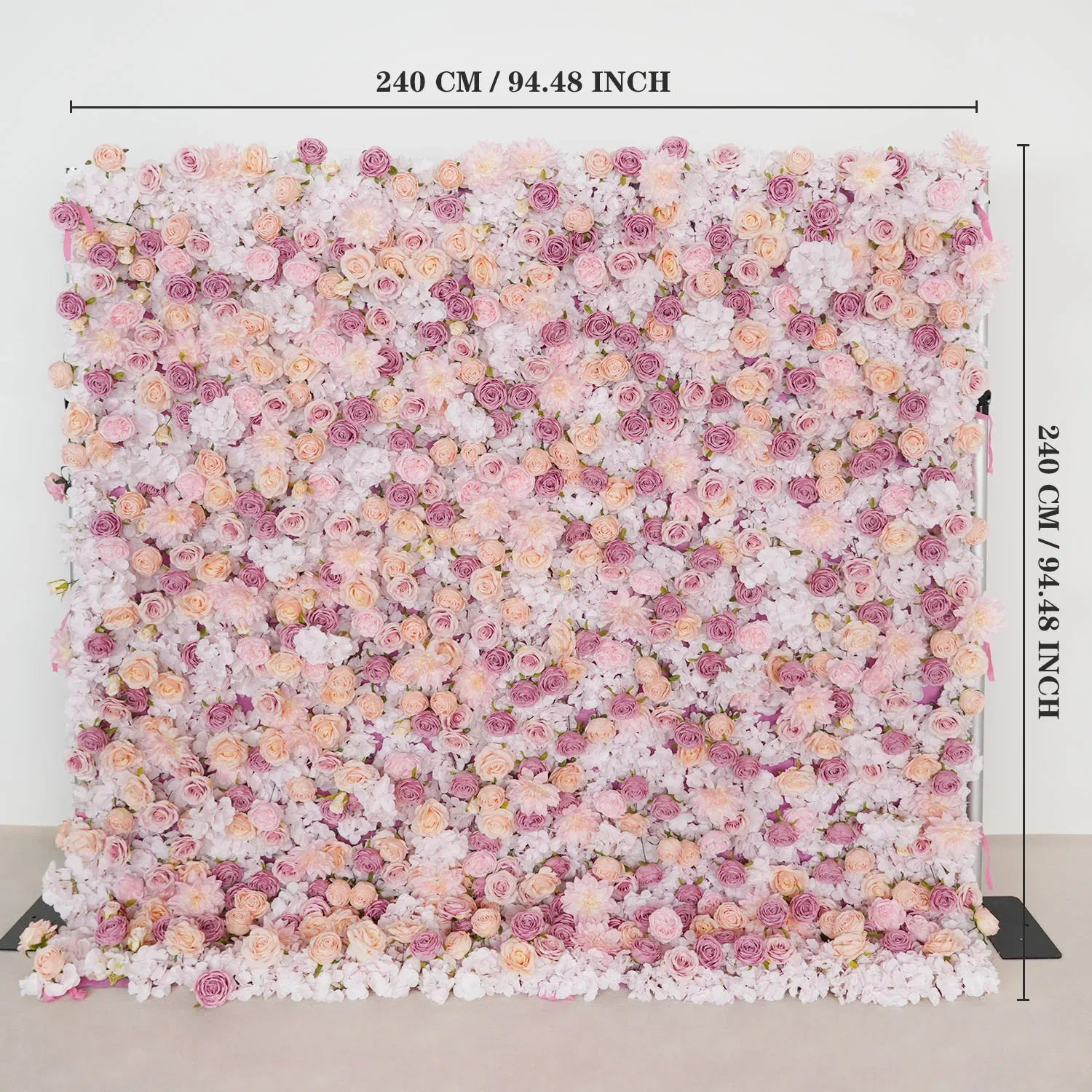 Uflower Artificial Pink Champagne Rose 5D Wedding Flower Wall SET80093 - Uflower