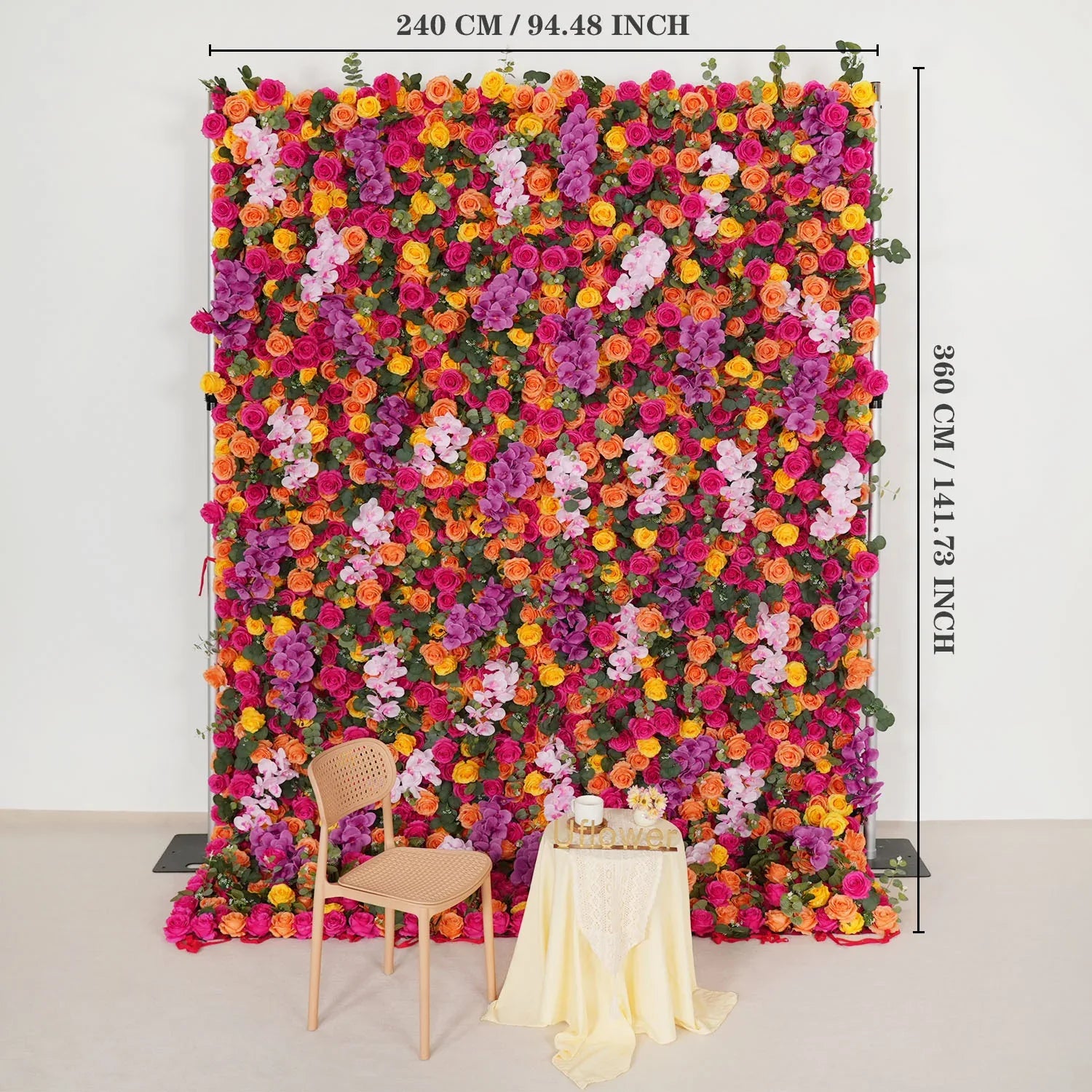 Artificial Mix Rose Butterfly Orchid 5D Wedding Flower Wall SET80068 - Uflower